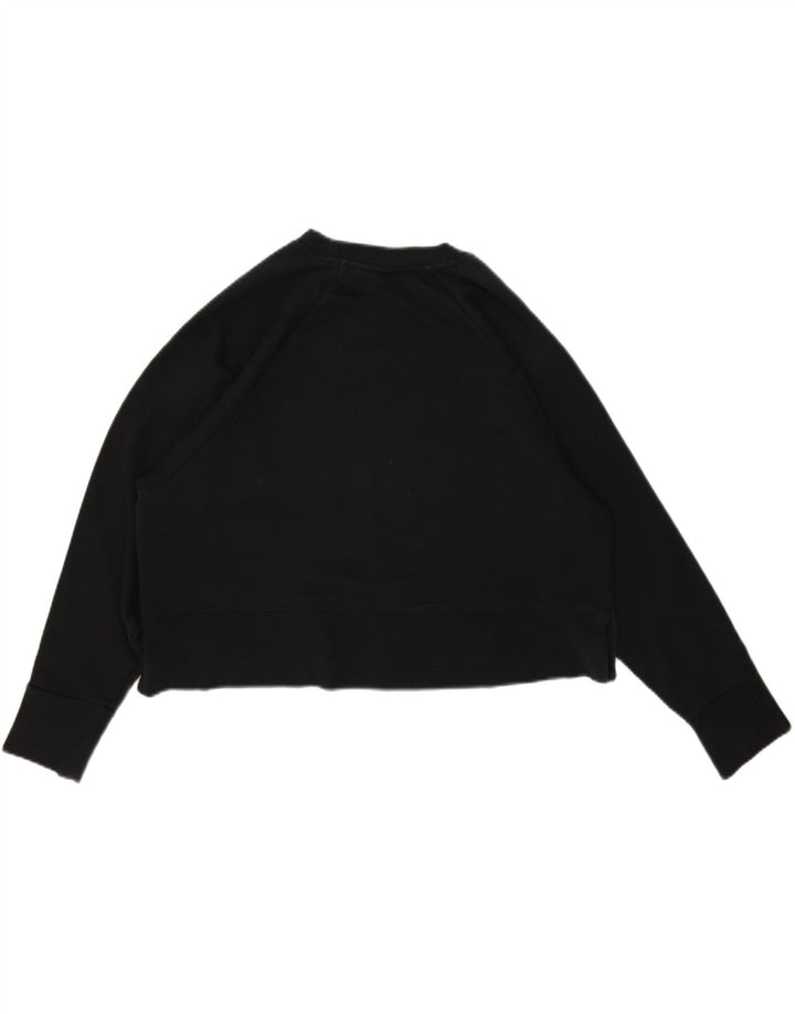 Nike Damen Dri Fit Crop Oversized Sweatshirt Pullover UK 16 Large Schwarz