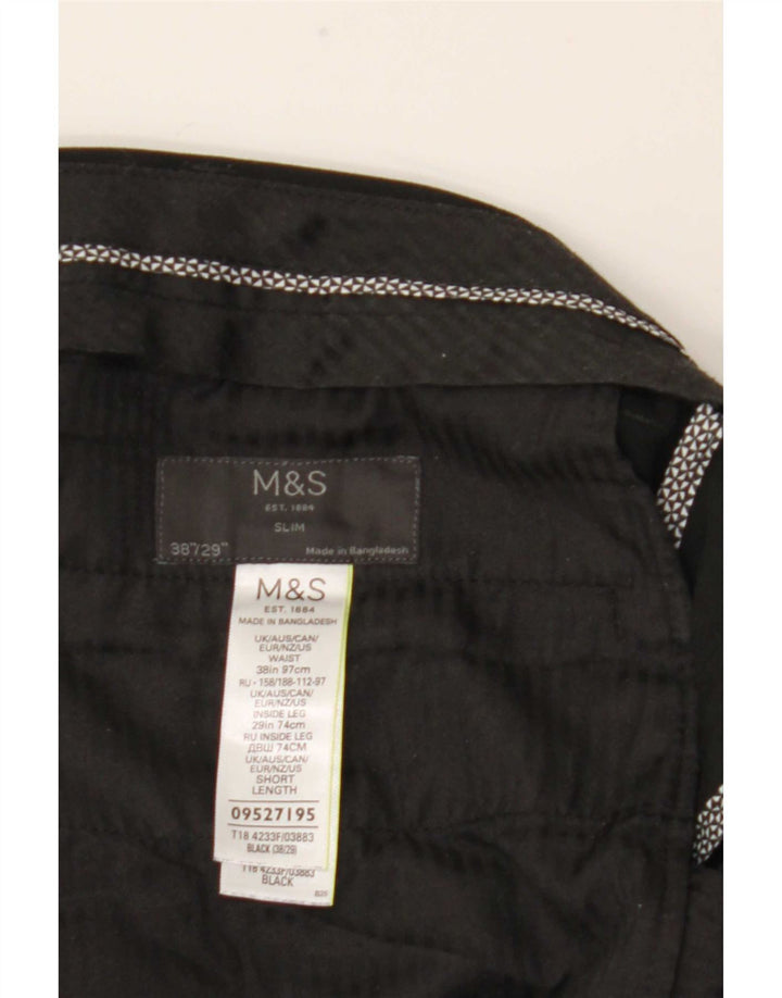 Marks & Spencer Herren Slim Anzughose W38 L29 Schwarz Polyester