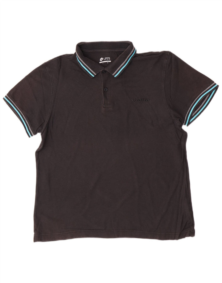 Lotto Herren-Poloshirt, mittelgroß, schwarze Baumwolle