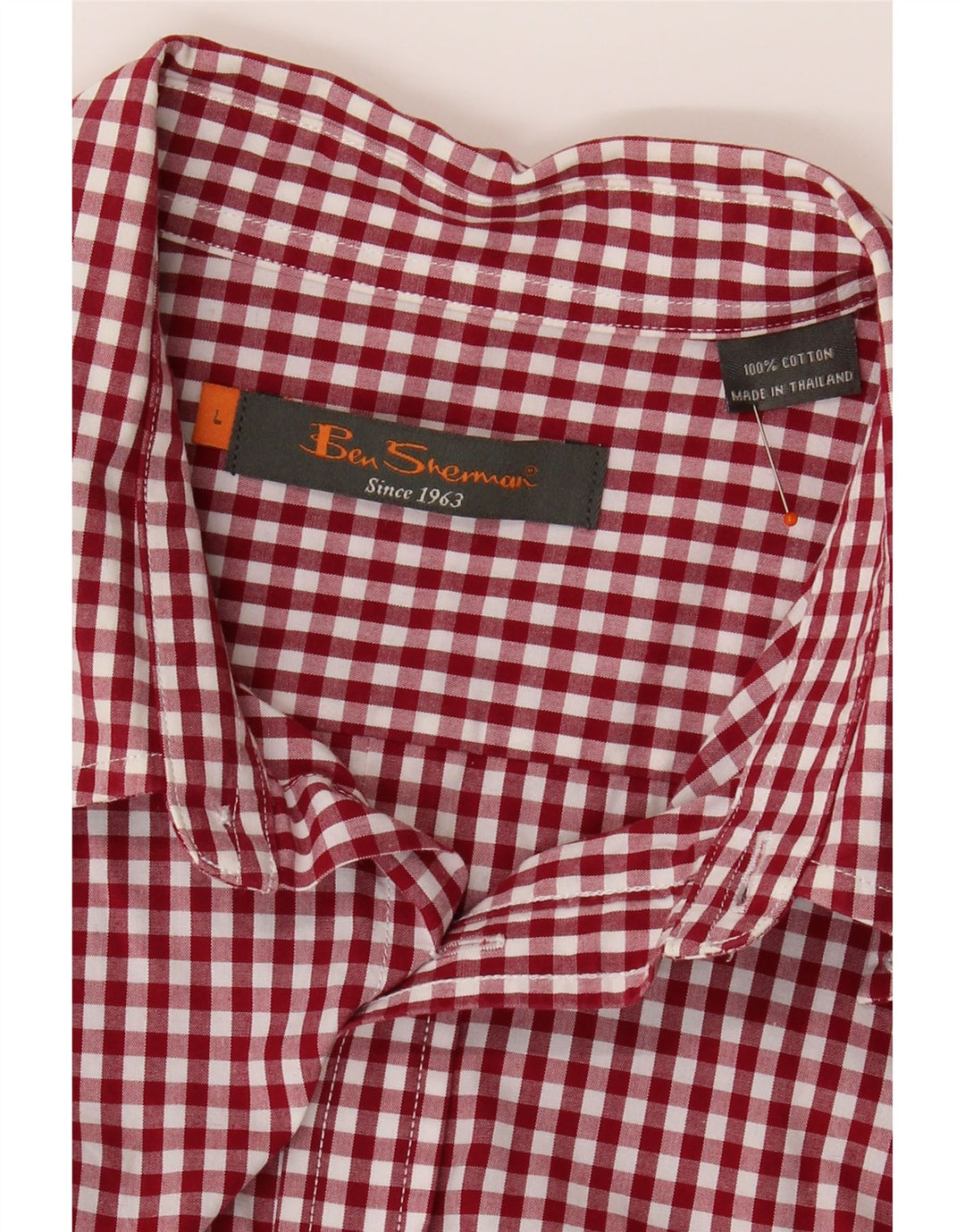 BEN SHERMAN Mens Shirt Large Red Check Cotton