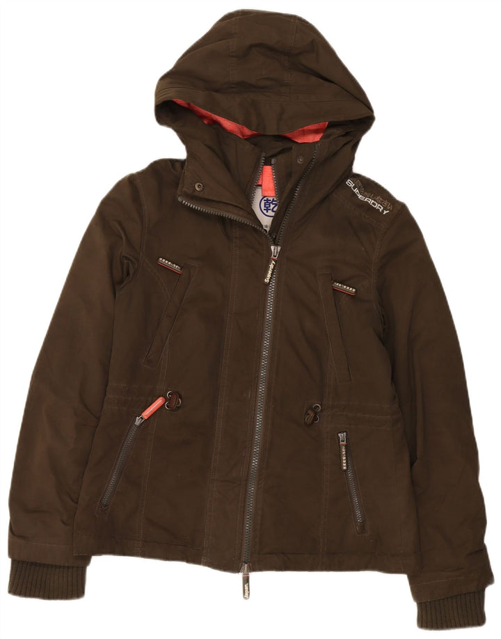 Superdry Damen-Windbreakerjacke mit Kapuze, UK 14, mittleres Khaki, Polyester