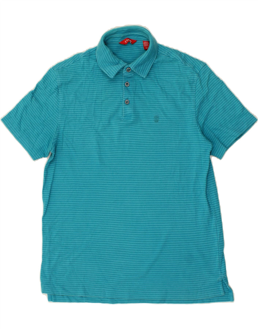IZOD Mens Polo Shirt Small Blue Striped Cotton Vintage Izod and Second-Hand Izod from Messina Hembry 