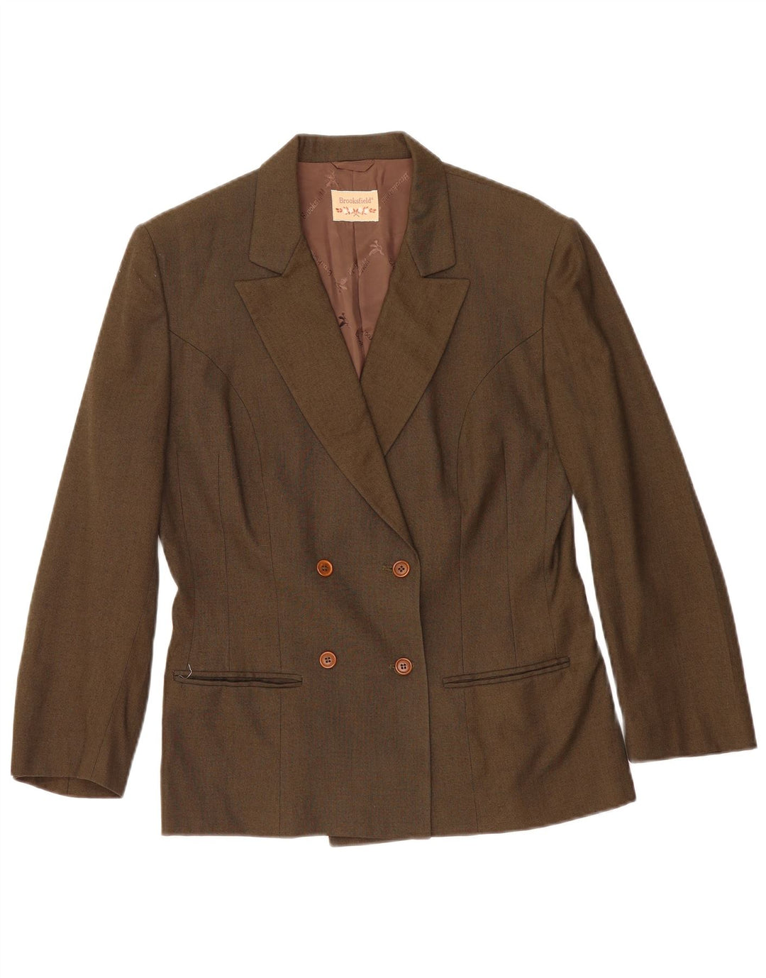 Brooksfield Damen-Zweireiher-Blazer IT 44 Medium Khaki Viscose