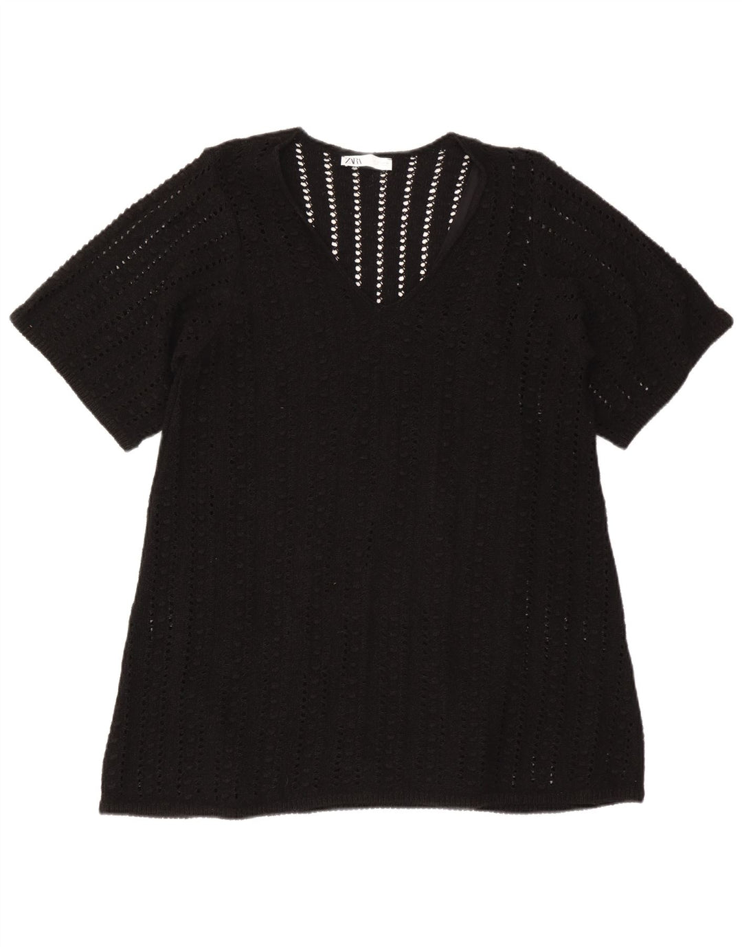 Zara Damen-Blusenoberteil in Übergröße, Gr. 10, Größe S, Schwarz, Polyester