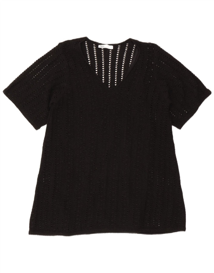 Zara Damen-Blusenoberteil in Übergröße, Gr. 10, Größe S, Schwarz, Polyester
