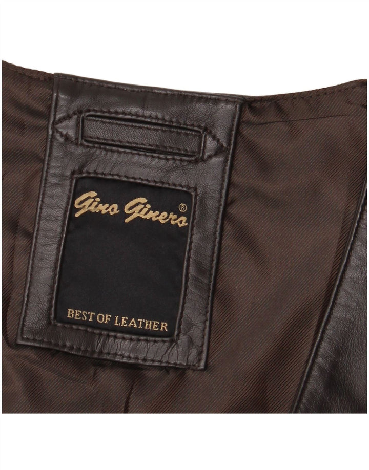Vintage Herren Lederweste 2XL Braunes Leder