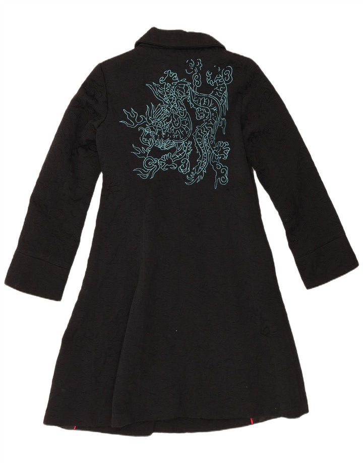 Desigual Damen Mantel EU 40 Mittelschwarze geometrische Baumwolle