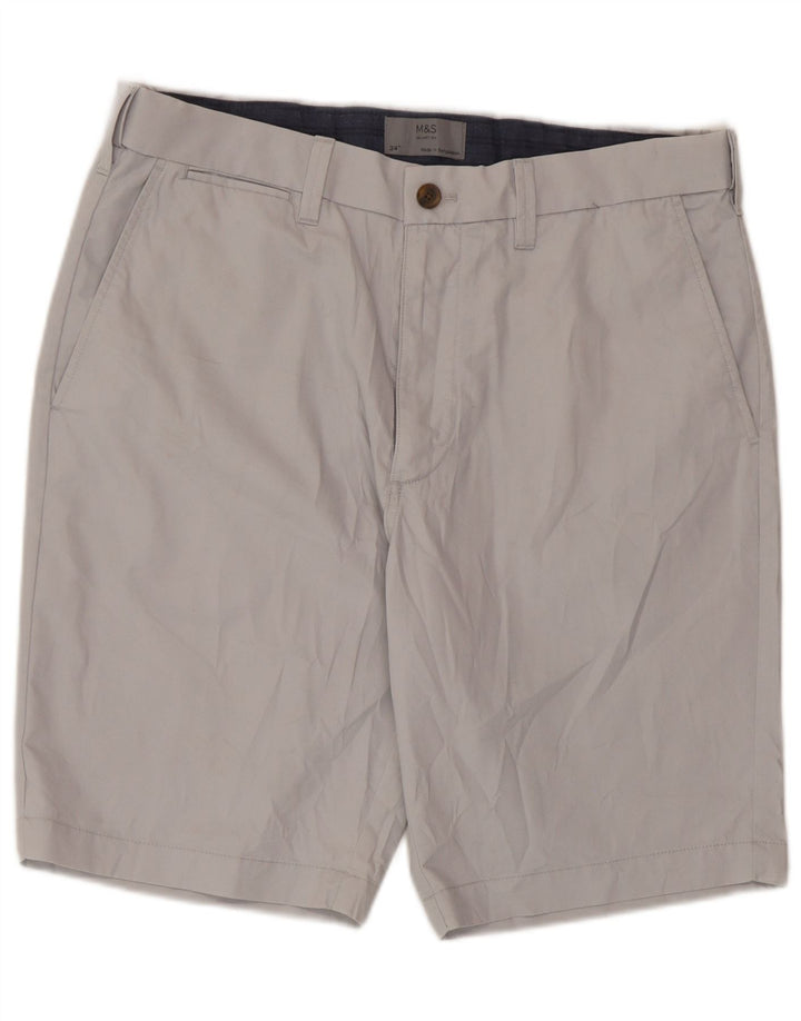 Marks & Spencer Herren Chinoshorts W34 Large Grau Baumwolle