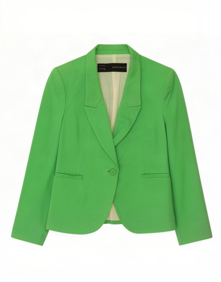 Zara Damen-Blazer mit 1 Knopf, Gr. 10, Größe S, Grün, Baumwolle