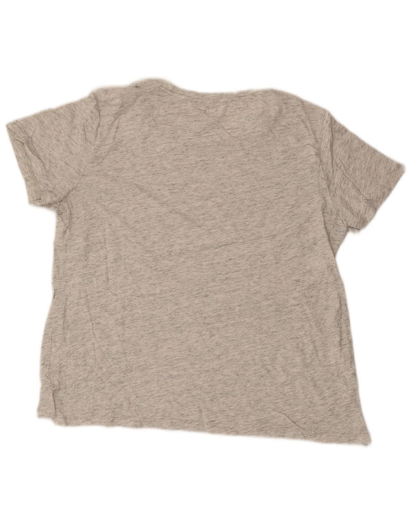 Eddie Bauer Damen T-Shirt Top UK 18 XL Grau gefleckte Baumwolle