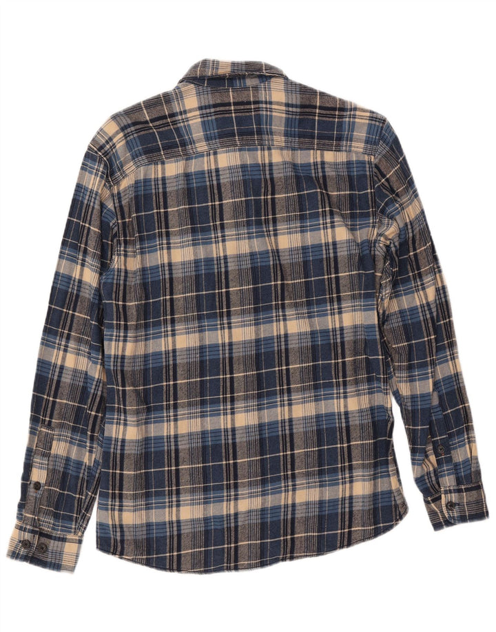 JACK & JONES Herren-Flanellhemd, klein, blau kariert, Baumwolle
