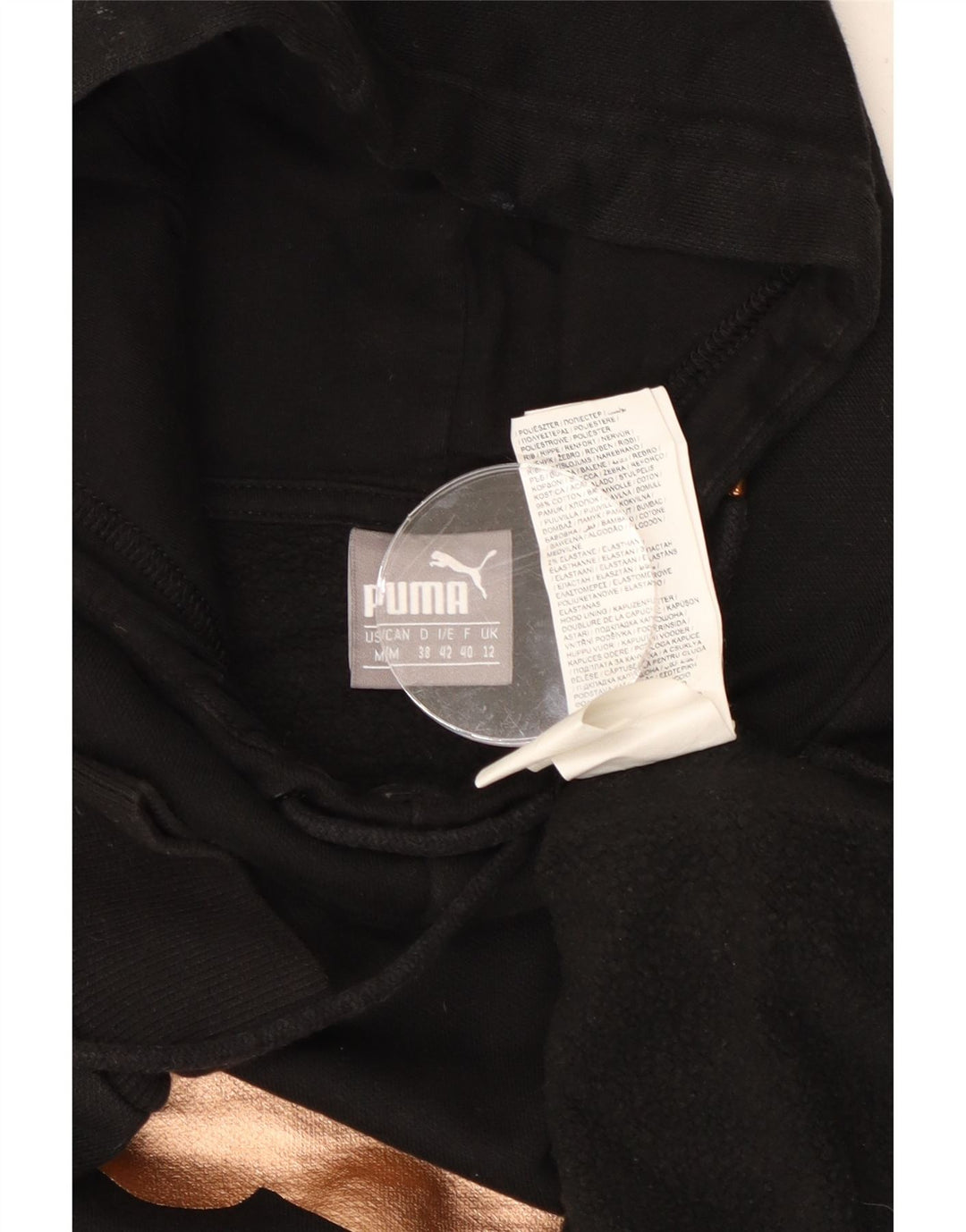 PUMA Damen Oversize Graphic Crop Hoodie Pullover UK 12 Medium Schwarz