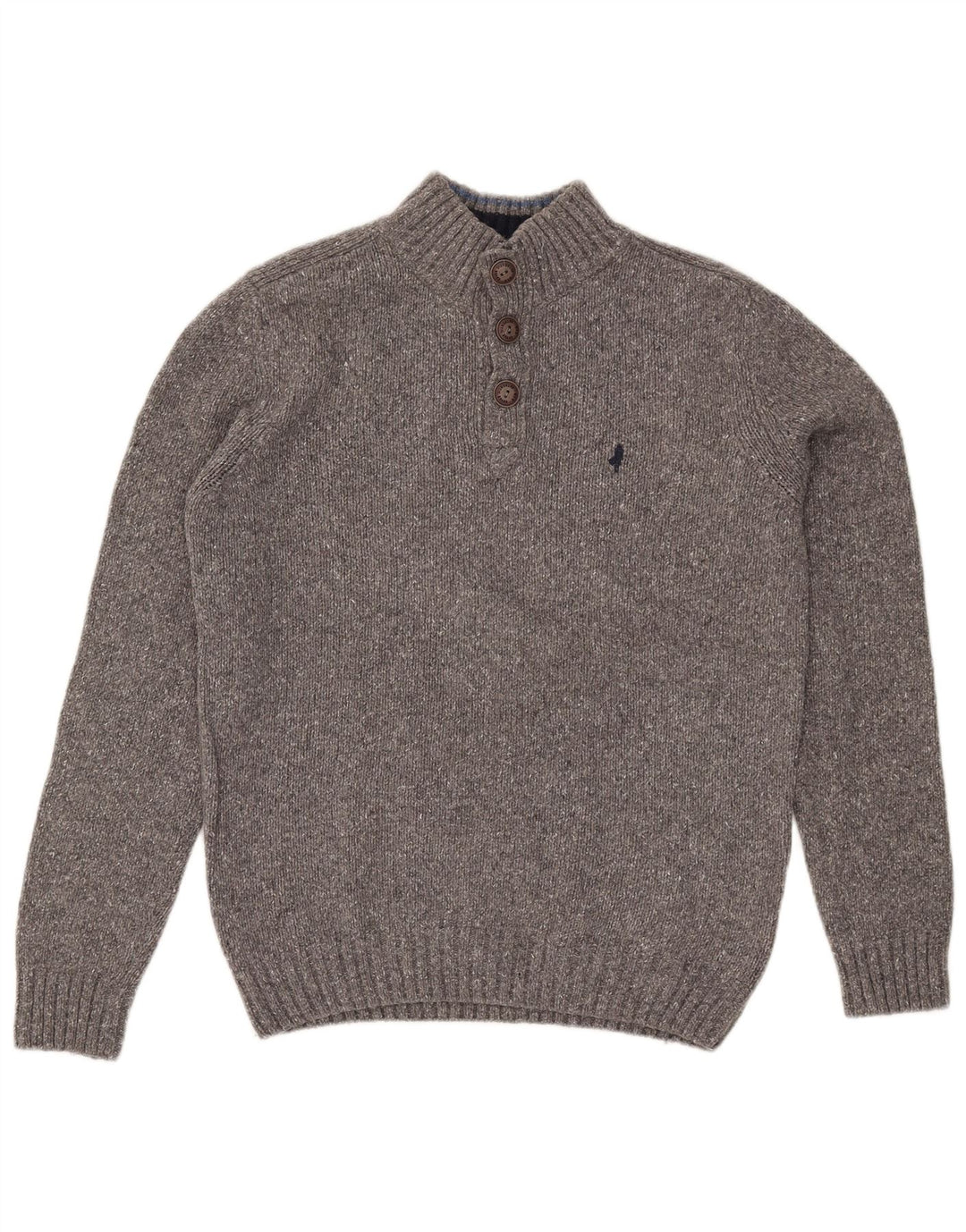 Marlboro Classics Herren-Pullover mit Knopfkragen, große graue Wolle