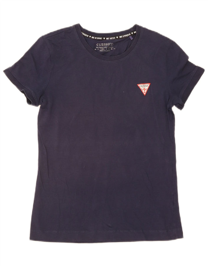 Guess Damen T-Shirt Top UK 12 Medium Marineblau