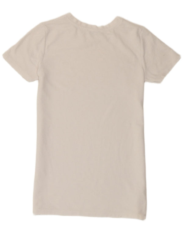 Zara Damen T-Shirt Top UK 10 Small Weiße Baumwolle