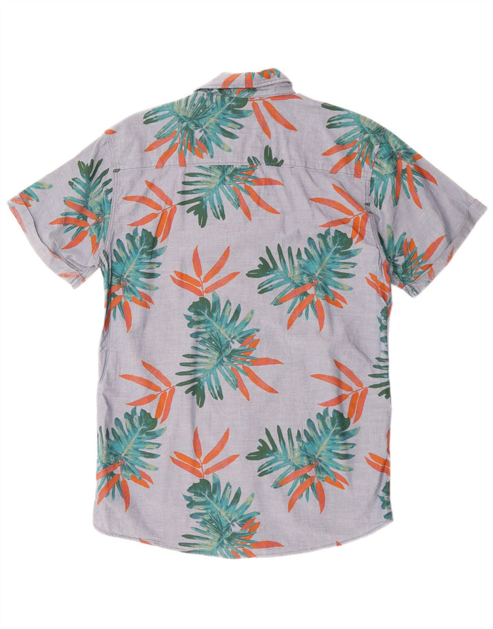 JACK & JONES Herren-Kurzarmhemd aus mittelgrauer Baumwolle mit Blumenmuster