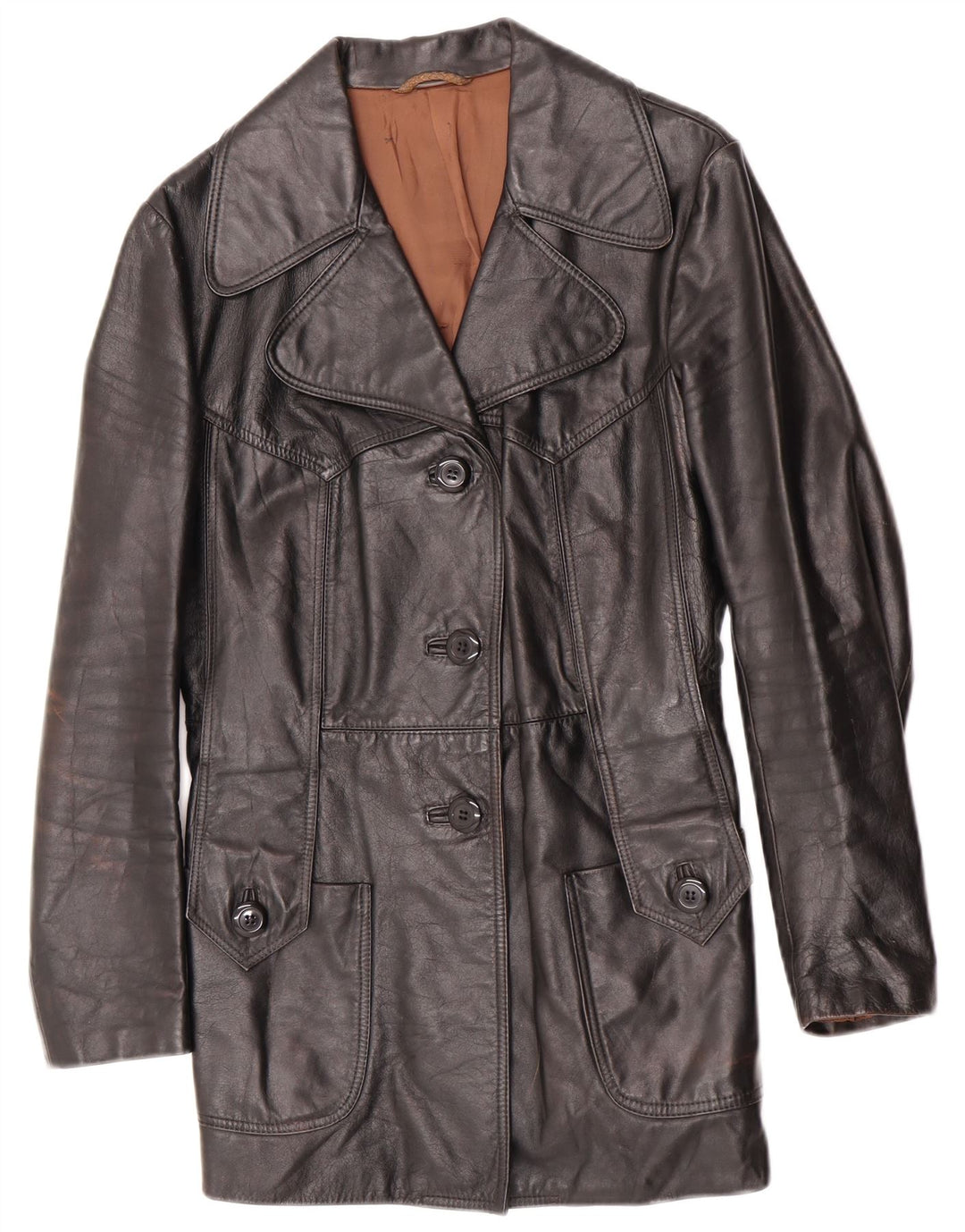 Vintage Damen Lederjacke UK 10 Kleines schwarzes Leder