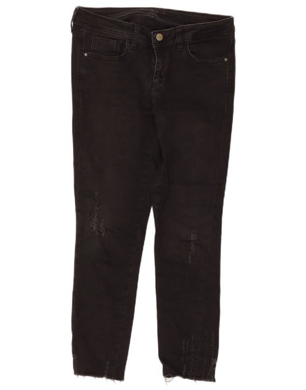 Zara Damen Distressed Slim Jeans EU 38 Small W28 L26 Schwarze Baumwolle