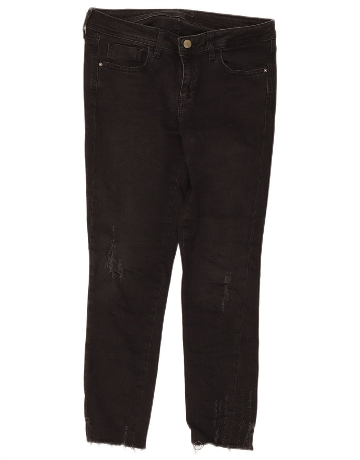 Zara Damen Distressed Slim Jeans EU 38 Small W28 L26 Schwarze Baumwolle