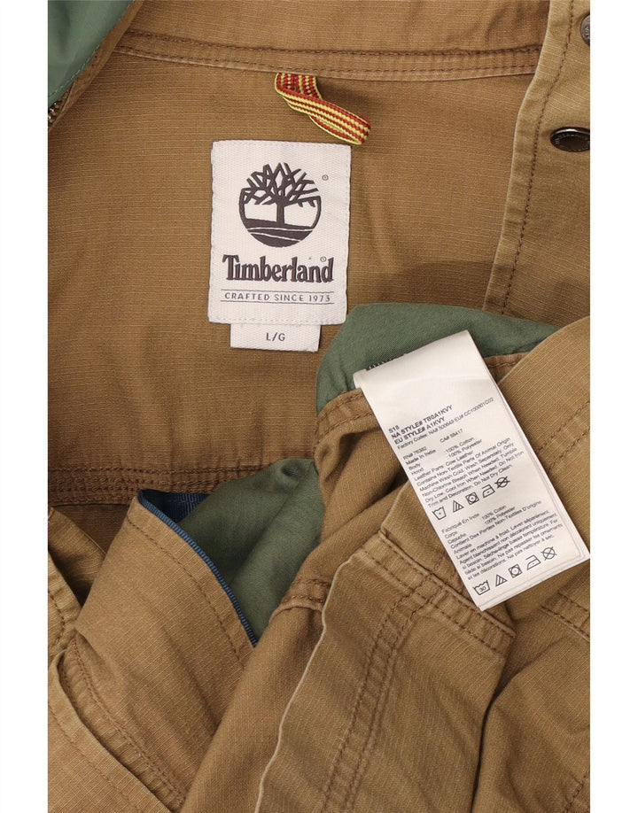 Timberland Herren-Utility-Jacke mit Kapuze, UK 40, große beige Baumwolle