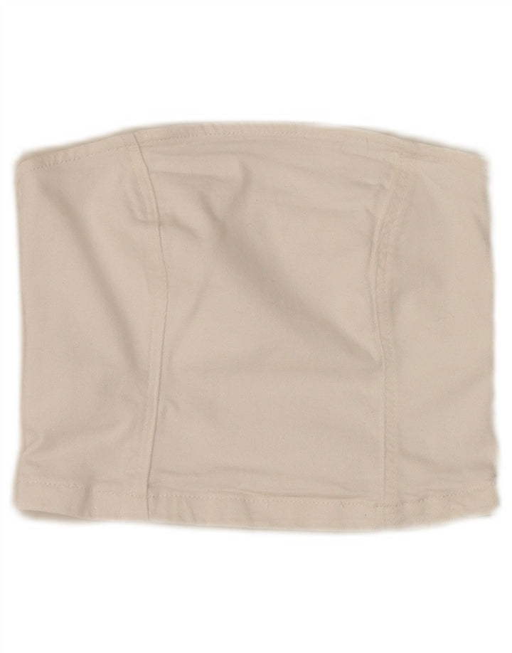 Mango Damen Korsett Top UK 4 XS Weiße Baumwolle