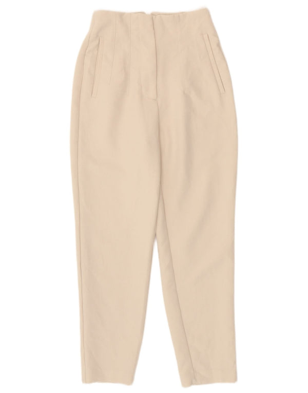 Zara Damen-Anzughose mit hoher Taille, konisch zulaufend, XS, W24, L26, Beige, Polyester