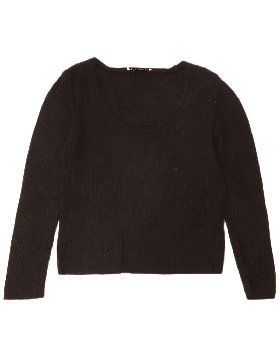Zara Damen Top Langarm UK 18 XL Schwarz Viskose