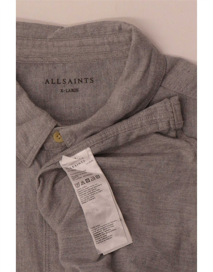 All Saints Herrenhemd XL Grau Baumwolle