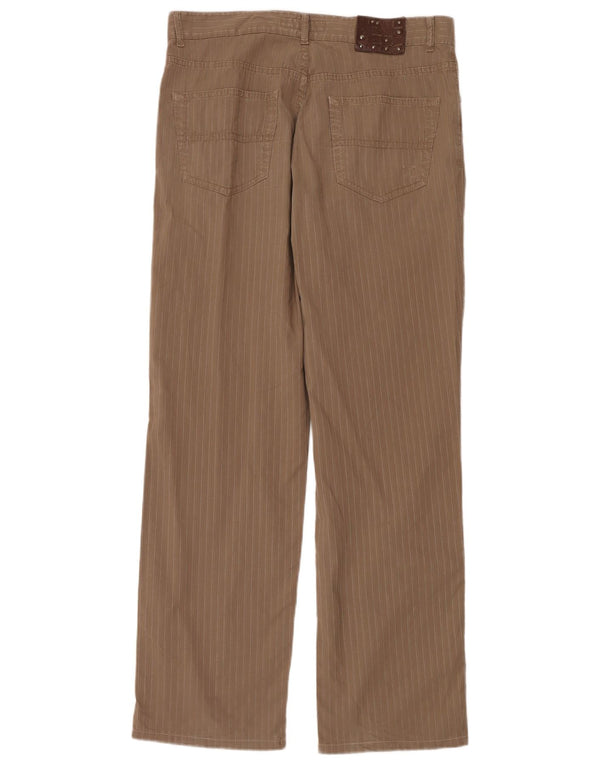 Trussardi Herren-Freizeithose, gerade, B34, L32, braune Nadelstreifen-Baumwolle
