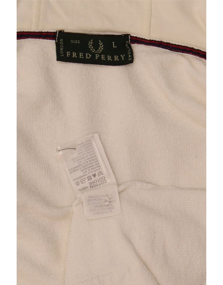Fred Perry Herren-Kapuzenpullover mit Reißverschluss, groß, aus weißer Baumwolle