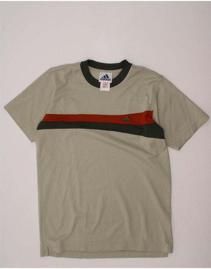ADIDAS Boys T-Shirt Top 15-16 Years Khaki Polyester Vintage Adidas and Second-Hand Adidas from Messina Hembry 