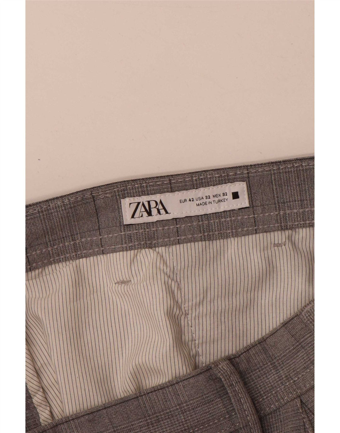 Zara Slim Chino-Hose für Herren, EU 42, groß, W32, L30, grau kariertes Polyester