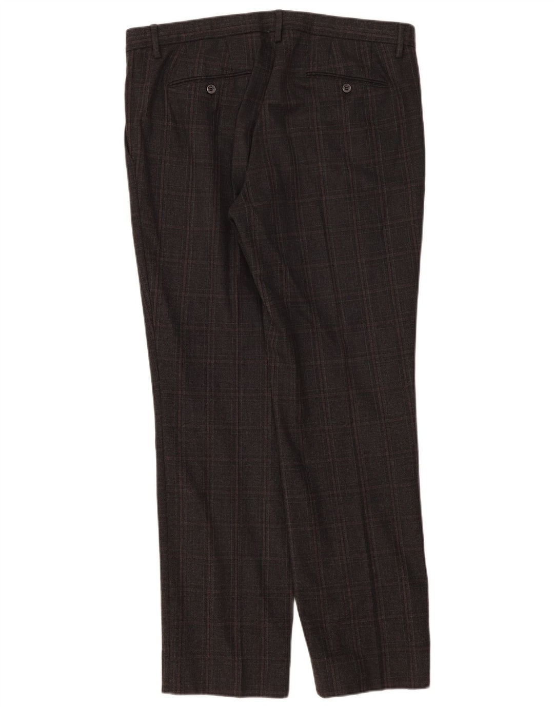 Trussardi Herren-Anzughose, gerade, W36, L33, grau karierte Wolle