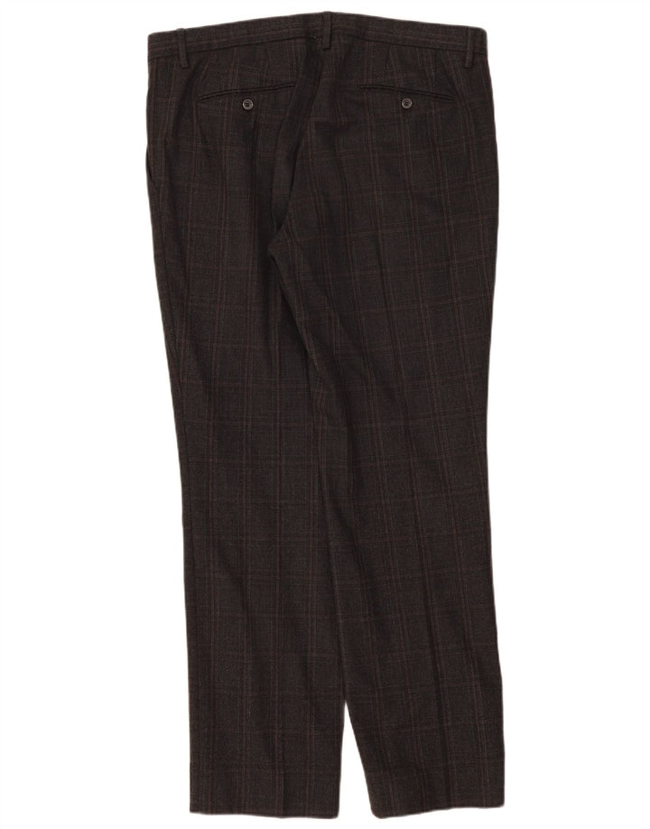 Trussardi Herren-Anzughose, gerade, W36, L33, grau karierte Wolle