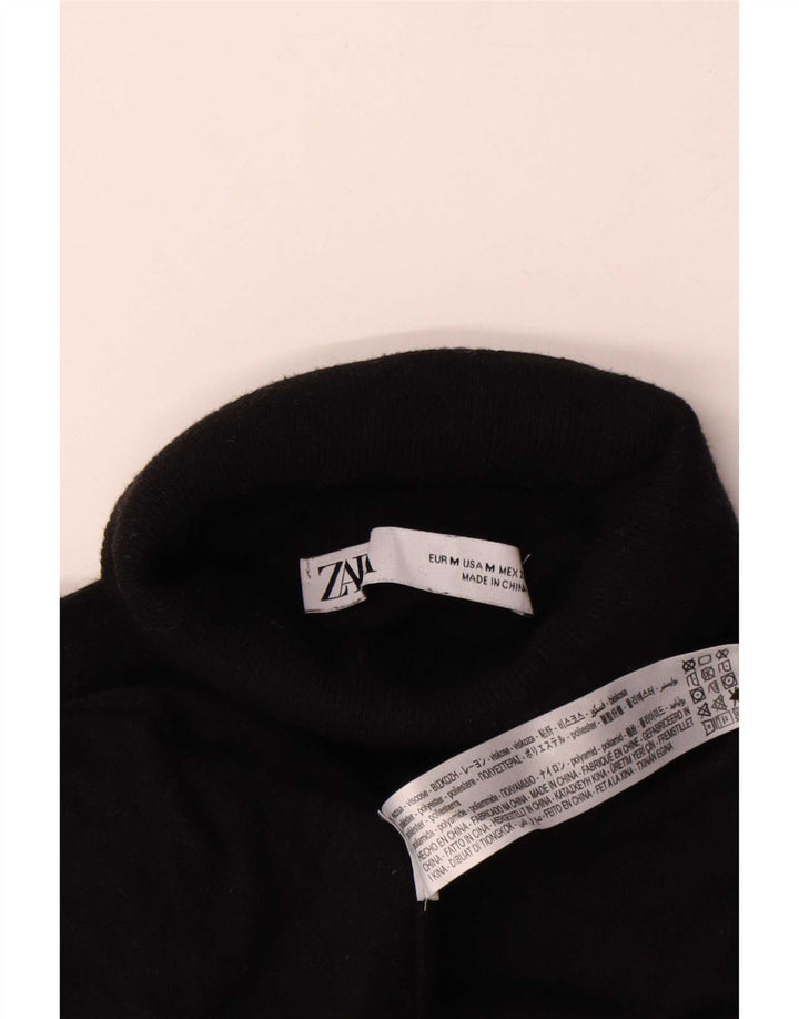 Übergroßer Rollkragenpullover von Zara für Damen, Gr. 14, mittlere schwarze Viskose