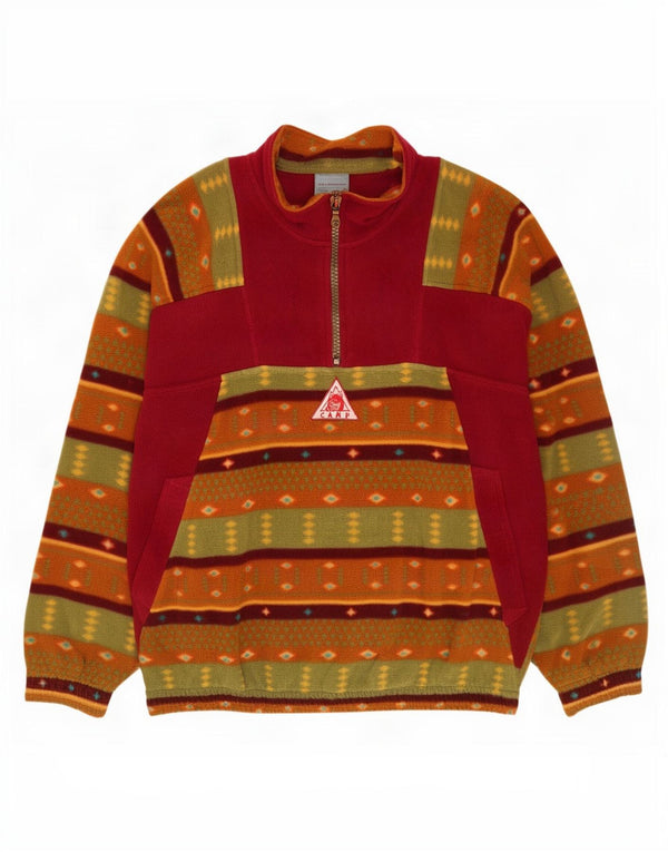 Vintage Herren-Fleecepullover mit Reißverschluss, XL, mehrfarbig, geometrisch