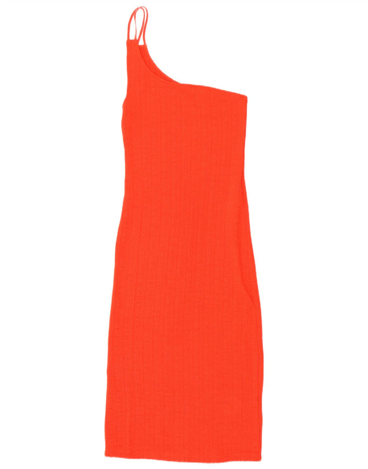 Zara Damen Strickkleid mit einer Schulter, UK 12, Mittelorange, Polyester
