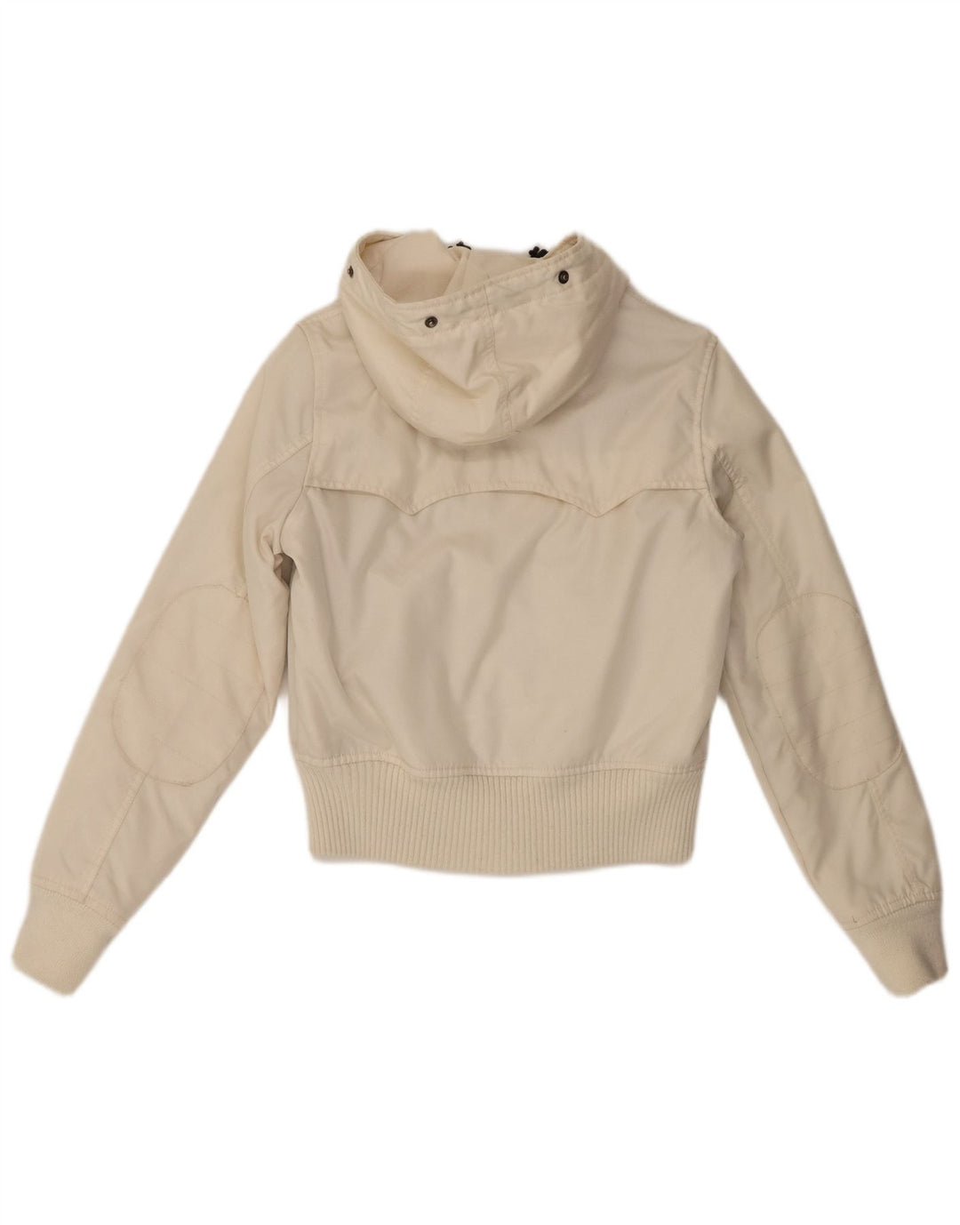 Woolrich Damen-Bomberjacke mit Kapuze, UK 10, Größe S, gebrochenes weißes Nylon
