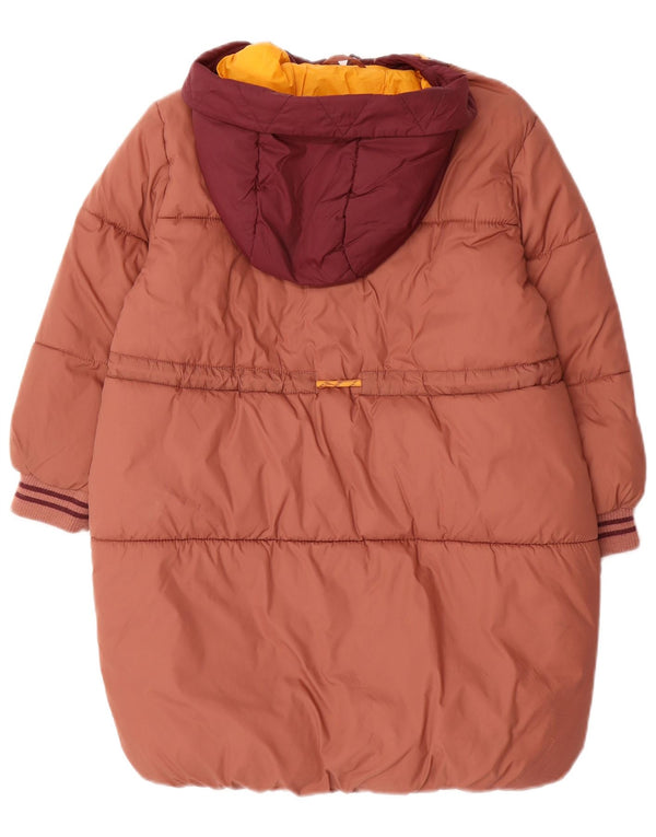 Wattierte Jacke mit Kapuze von Zara für Mädchen, 8–9 Jahre, braunes Colourblock-Polyamid