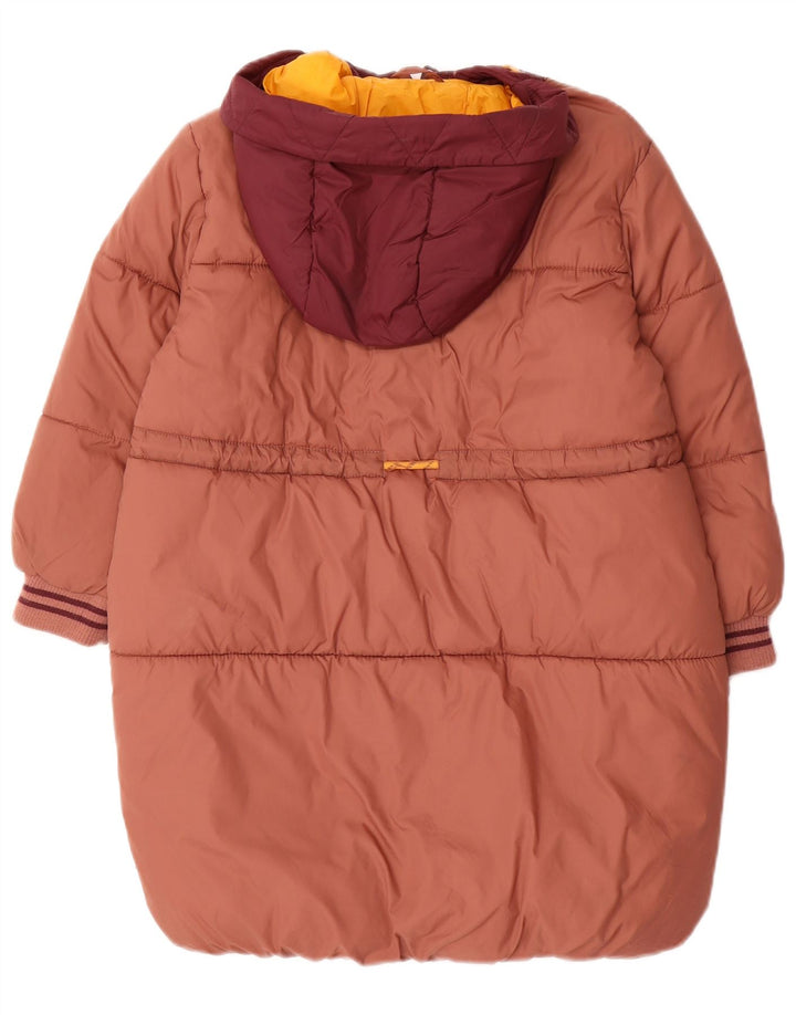 Wattierte Jacke mit Kapuze von Zara für Mädchen, 8–9 Jahre, braunes Colourblock-Polyamid