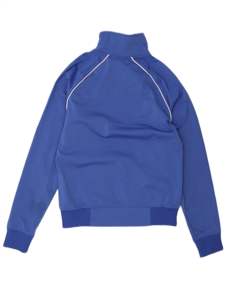 Adidas Herren-Trainingsanzug-Top-Jacke aus mittelblau gestreiftem Polyester