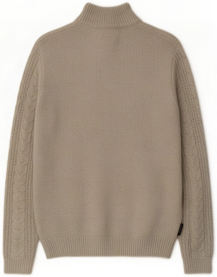 French Connection Herren-Pullover mit Reißverschluss, mittelbeige, Acryl
