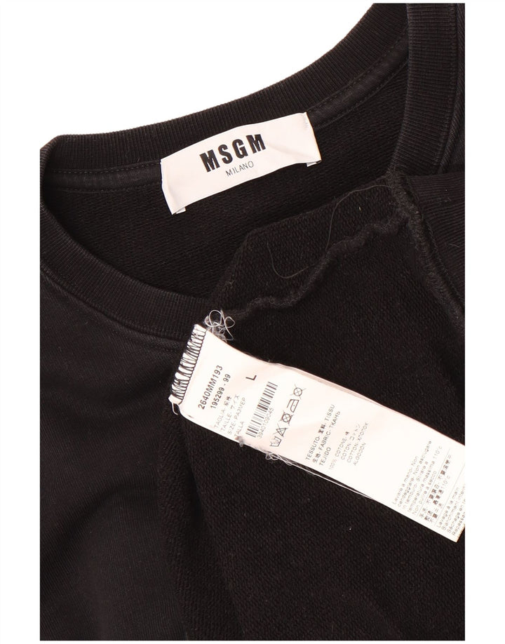 MSGM Herren-Sweatshirt „Milano Graphic“, groß, aus schwarzer Baumwolle