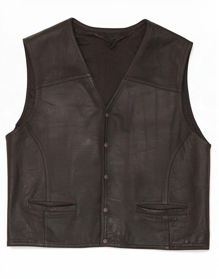 Vintage Herren Lederweste Groß Schwarz
