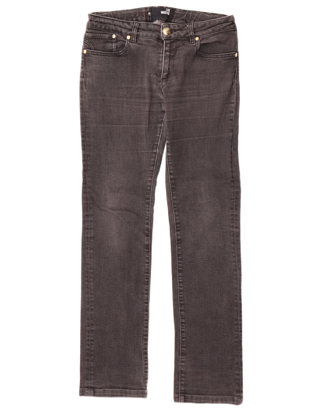 MOSCHINO Damen Straight Jeans W30 L31 Schwarze Baumwolle