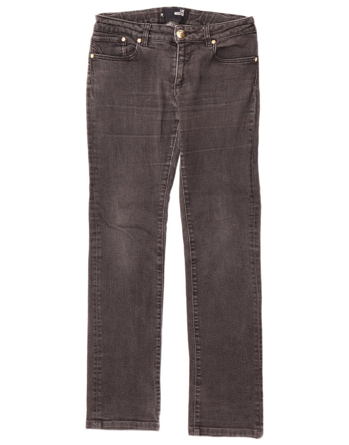 MOSCHINO Damen Straight Jeans W30 L31 Schwarze Baumwolle