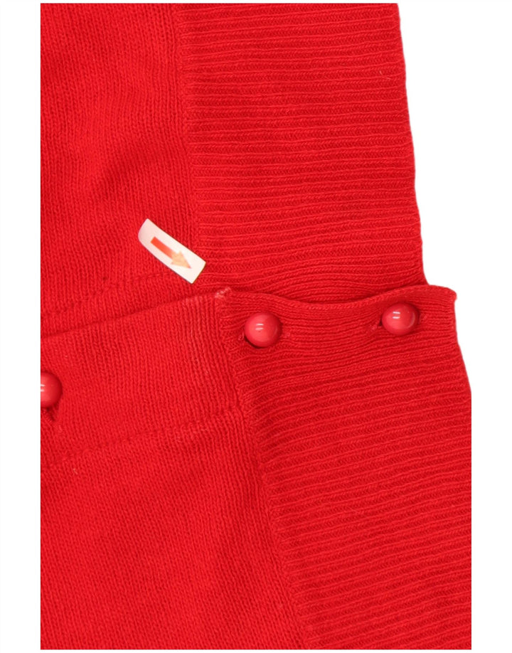 Vintage Damen Cardigan Pullover UK 12 Mittelrote geblümte Wolle