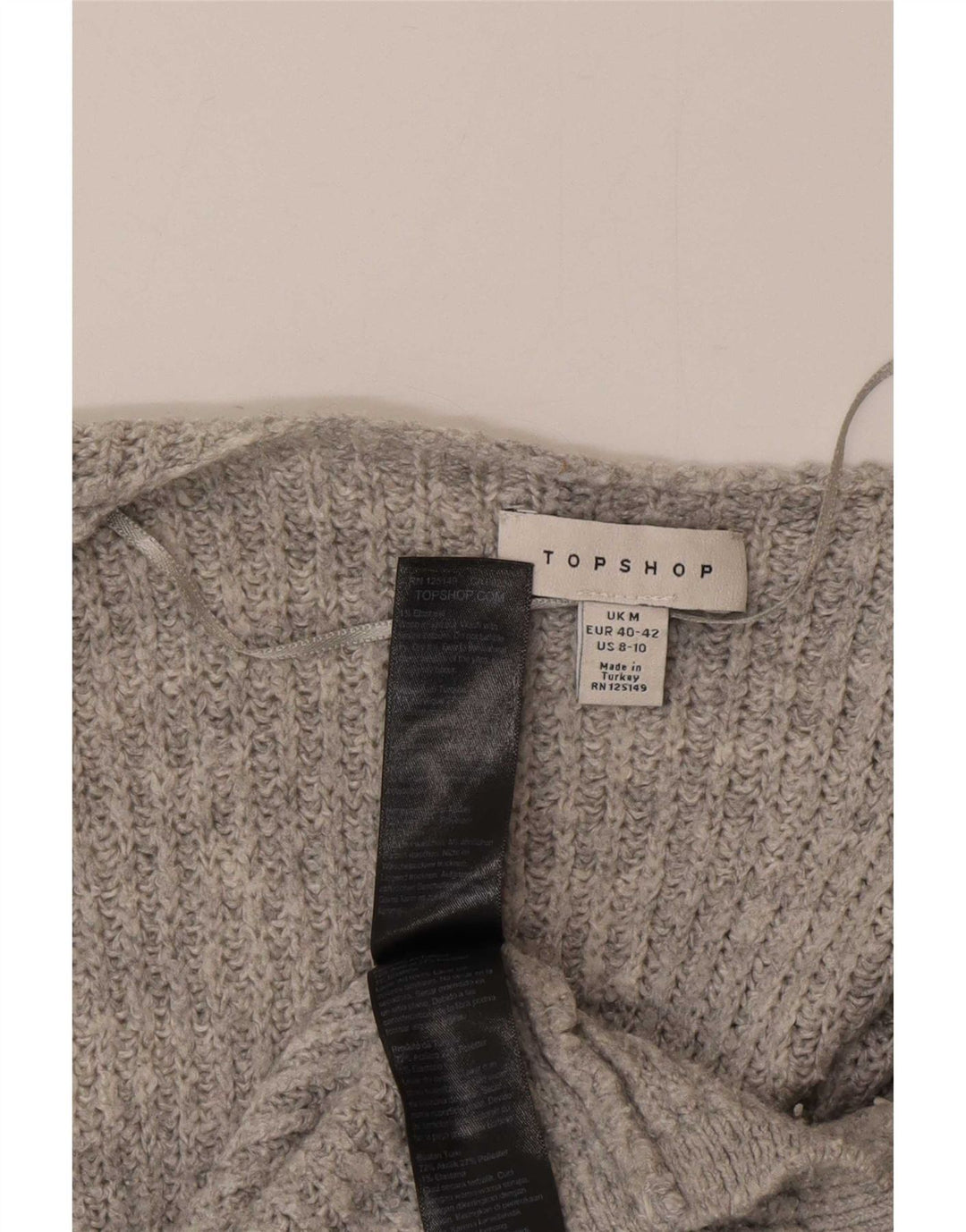 Topshop Damen-Strickjacke in Übergröße, offen, Größe UK 14, Mittelgrau, Acryl