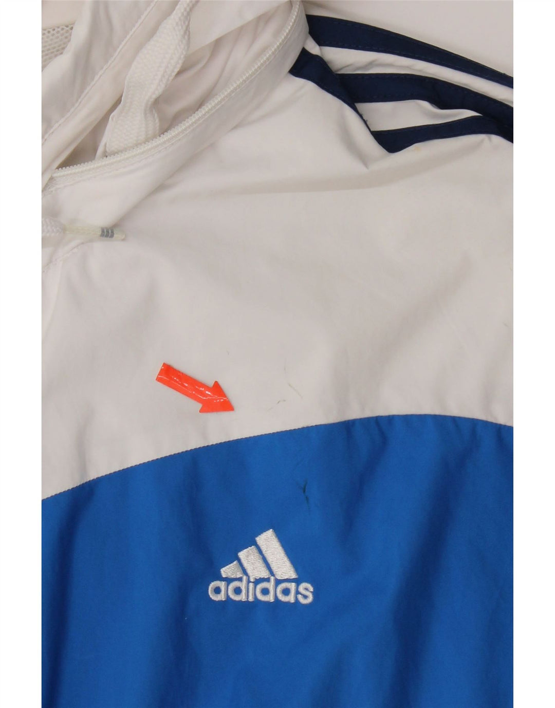 Adidas Herren-Regenjacke mit Kapuze, UK 40, Größe L, Marineblau, Farbblock-Polyester