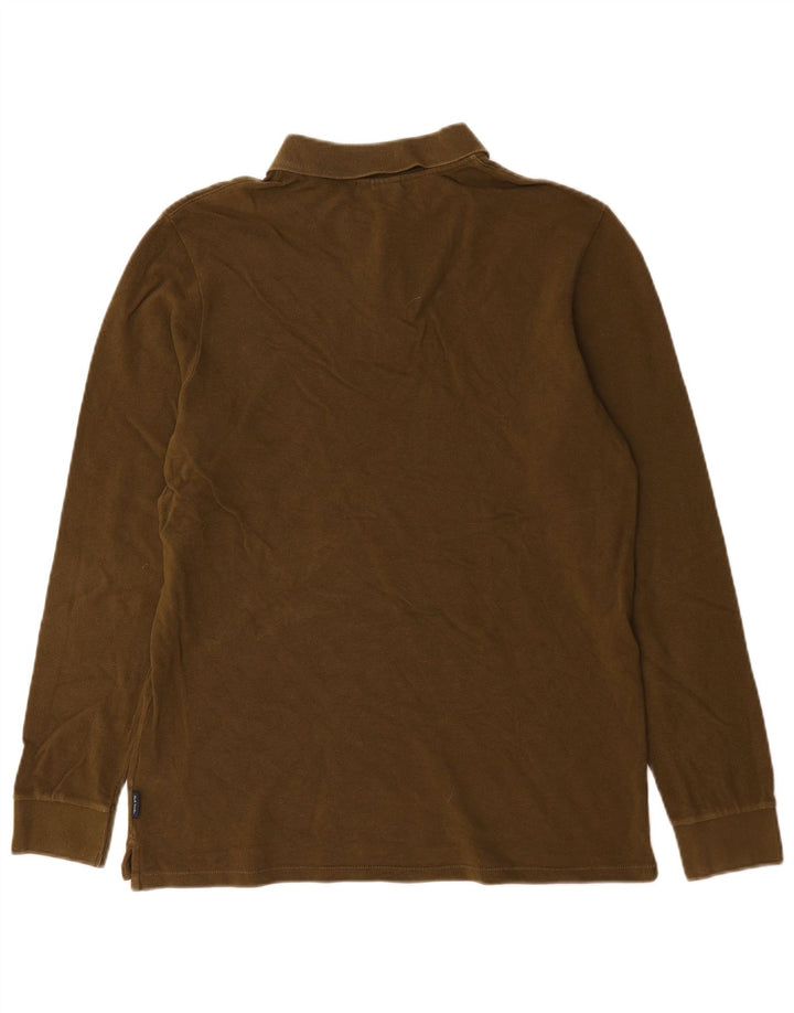 Paul Smith Herren-Langarm-Poloshirt aus mittlerer Khaki-Baumwolle
